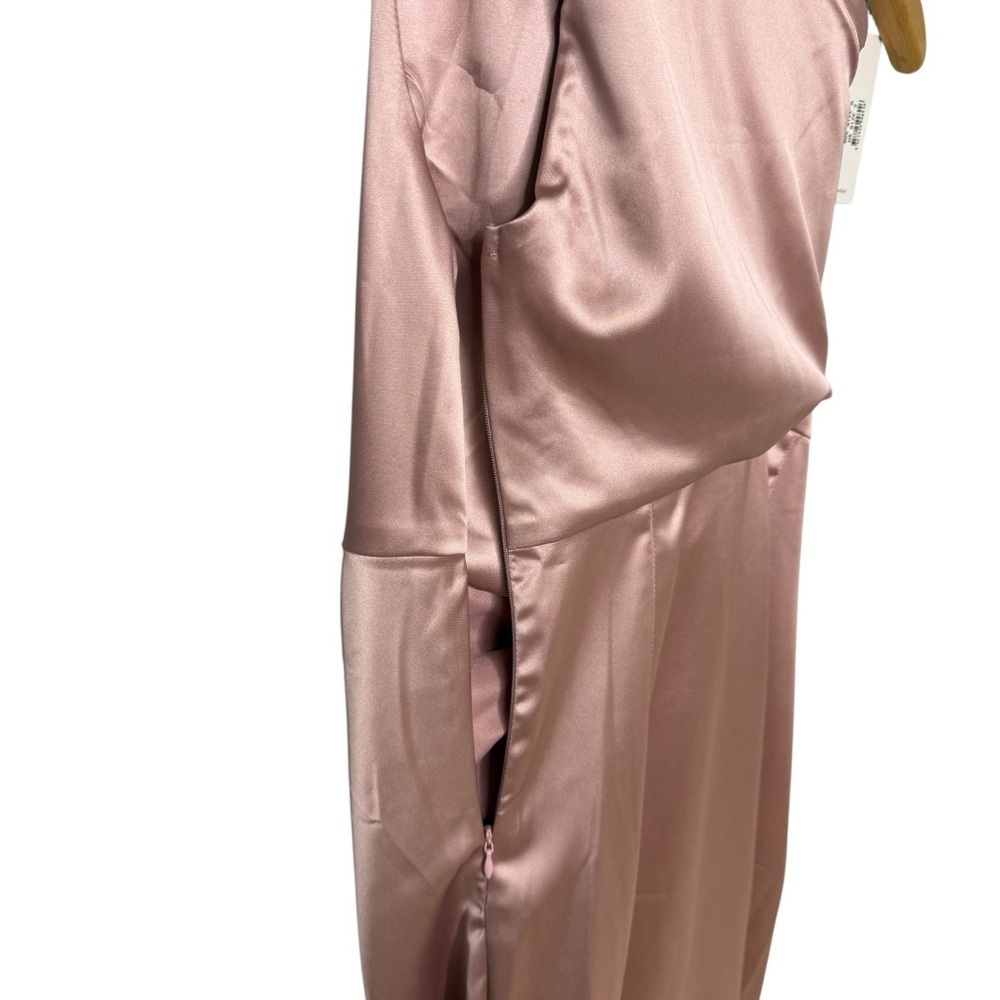 Petal and Pup Nadia one Shoulder Maxi Dress Dusty Rose Size 2 Satin Side Slit - Picture 6 of 9